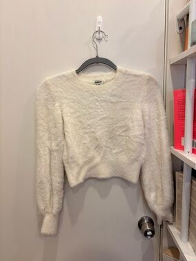 Sunday Best Cream Fuzzy Crewneck Sweater